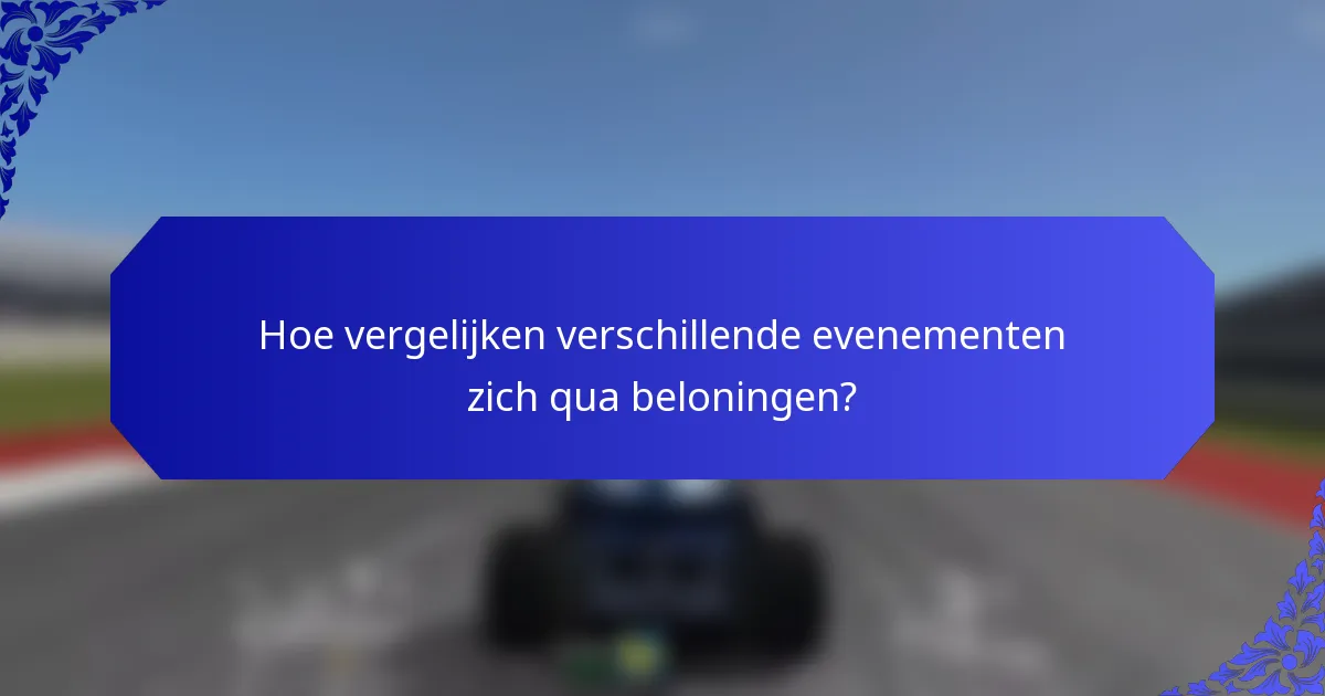Hoe vergelijken verschillende evenementen zich qua beloningen?